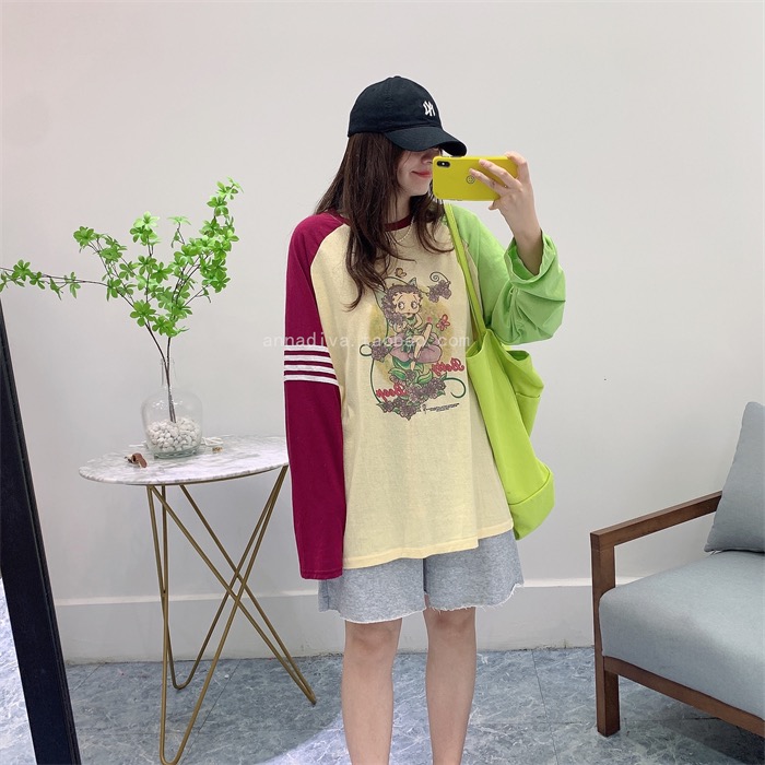 [gdgd] Korean print contrast sun shirt 1985\wtt