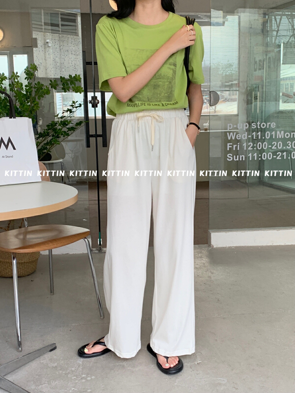 [Kittin] breathable cotton elastic casual pants 977