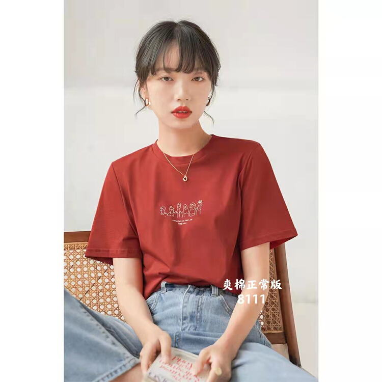 [Huan Zhuoer] Korean round neck short sleeve T-shirt 8111\ll