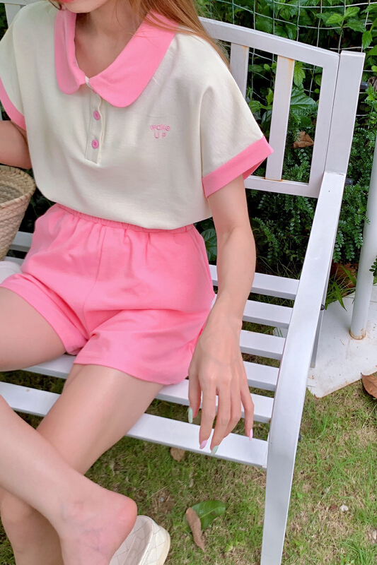 [love] Polo neck blouse + slacks set 955\wtt