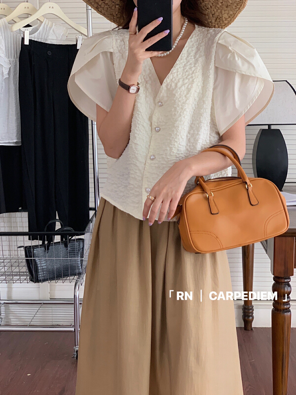 [RN] Korean French V-neck small fragrance exquisite shirt (excluding matching) 81161\ll