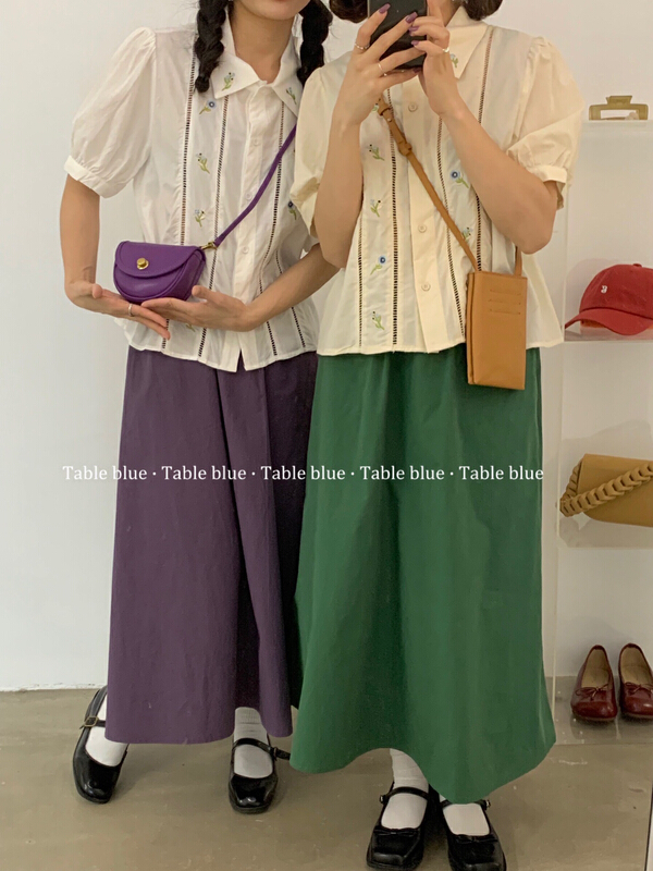 In early summer! [table blue] Korean design fashion shirt 2092\lsw