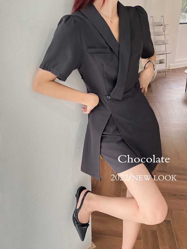 [chocolate] Korean version simple loose short sleeve suit + casual shorts suit 28112\ll