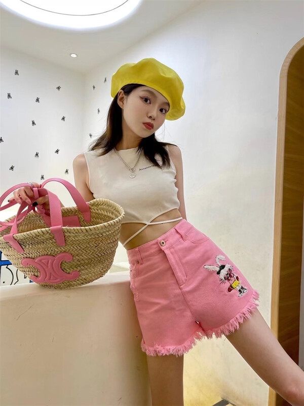 [big C studio] high waist Embroidered Denim Shorts 5121\pcz