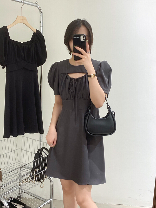 [chocolate] Korean cut-out drawstring dress 28121\ll