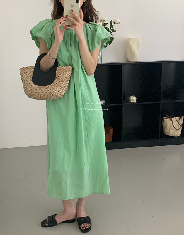 [jin.c] backless bubble sleeve clean style dress (with belt) (only dress) z9107\xyy