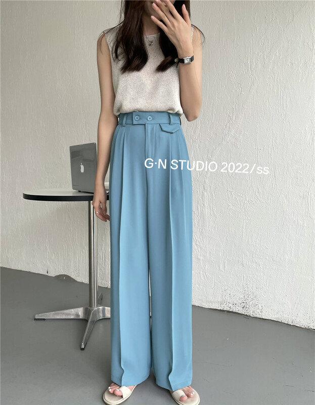 [g · n] simple and elegant high waist straight pants 19052\hjy