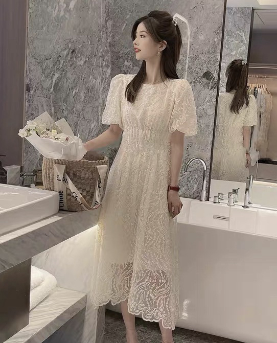 [Kiki studio] fashion embroidery medium length dress 6022\hjy