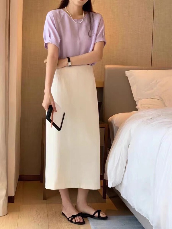 [grapefruit] Korean version simple solid color suit skirt 1822\hjy