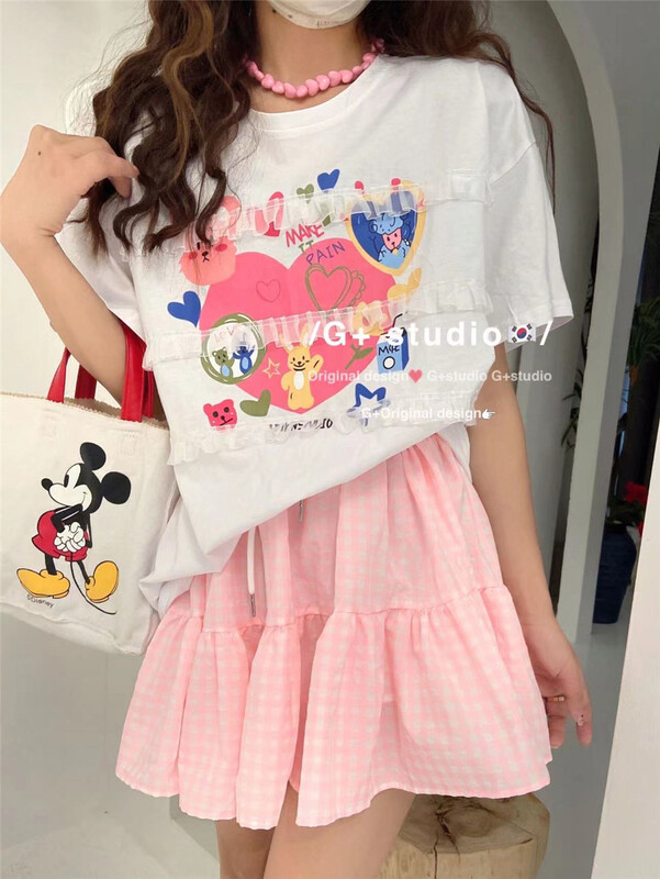 [g+] fresh and simple elastic waist tie A-line short skirt skirt skirt 9666\wtt