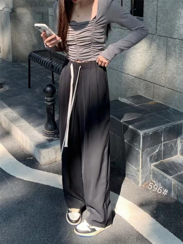 New year in early spring! [Shangpin Wanqian] basic versatile solid wide leg casual pants ys1-596\hjy