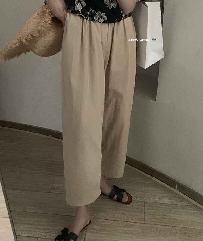 [seek peach] elastic waist simple comfortable casual pants 5366\ll