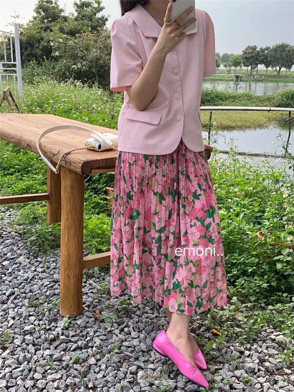 [wlady] fresh and simple floral pleated skirt 925\wtt