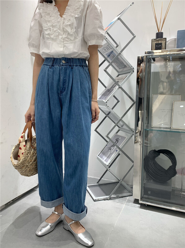 [t-platform] Korean versatile elastic waist jeans 8577\cqw