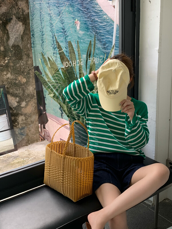 [vivis type] Korean stripe loose sun shirt 9027\hjy