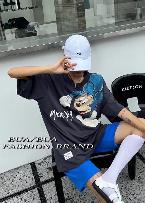 [EUA European and American trend] high street double-sided cookie trend short sleeve T-shirt 12297\xyy