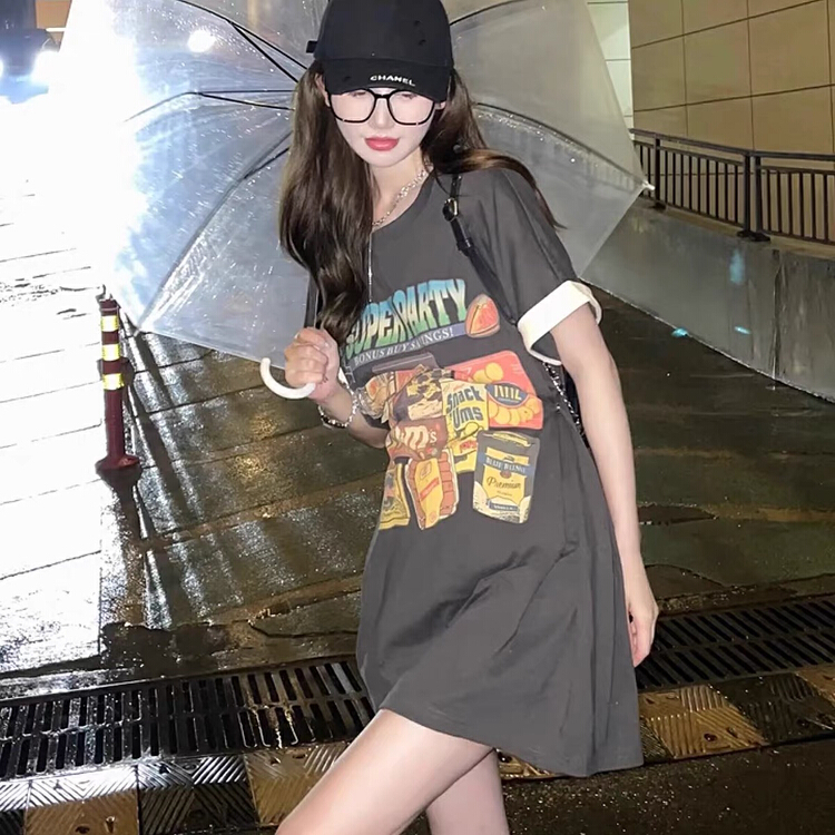 [jun.t] round neck printed small design dress (excluding necklace) 6143\pcz