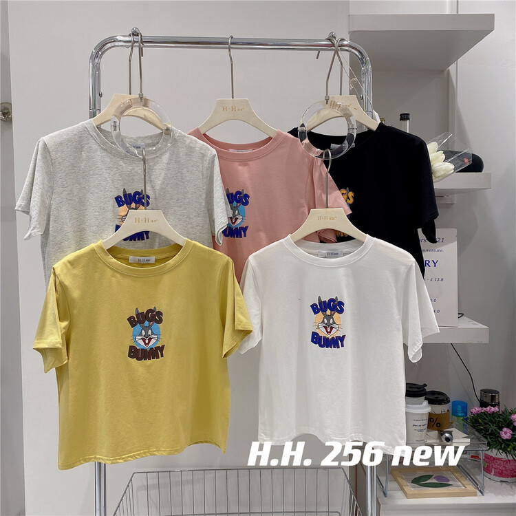[HH &miss Lai] round neck printed short sleeve T-shirt 256\l