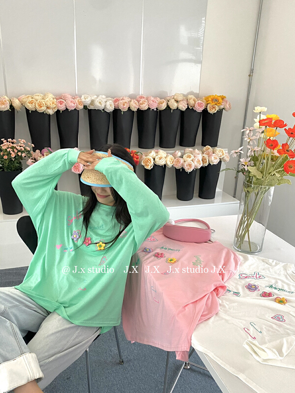 [JX] three dimensional floret Korean youth front sunscreen shirt (only selling sunscreen shirts) 1541\wtt