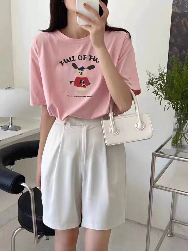 [HH &miss Lai] cartoon loose and versatile short sleeve T-shirt 3405 × L