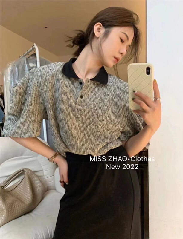 【MISSZHAO】拼色減齡時尚小衫  6025#  HBX