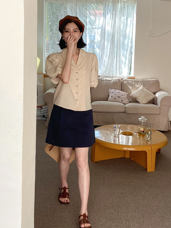 [secondtime] Korean lace edge bubble sleeve shirt 5275\xj