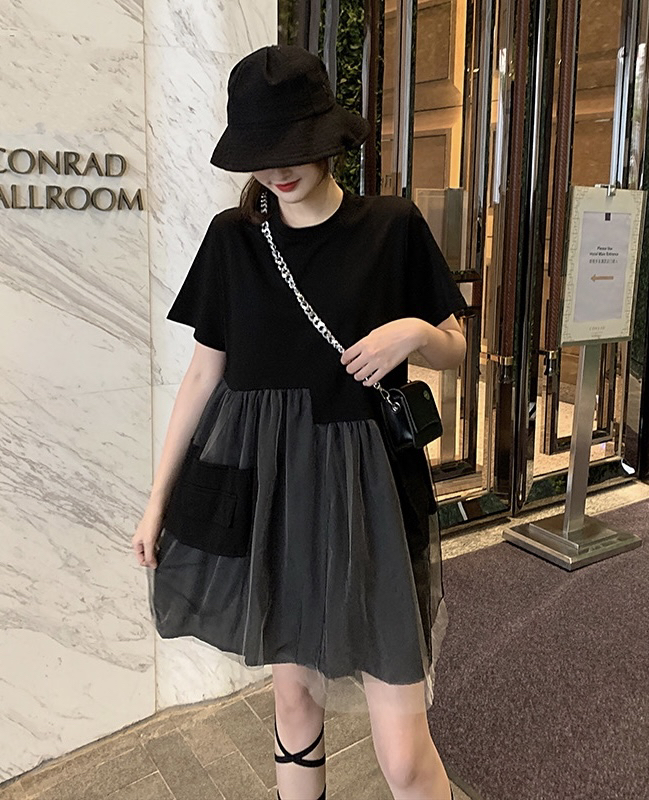 [JH] net red irregular patchwork color contrast dress (dress only) 41993\pcz