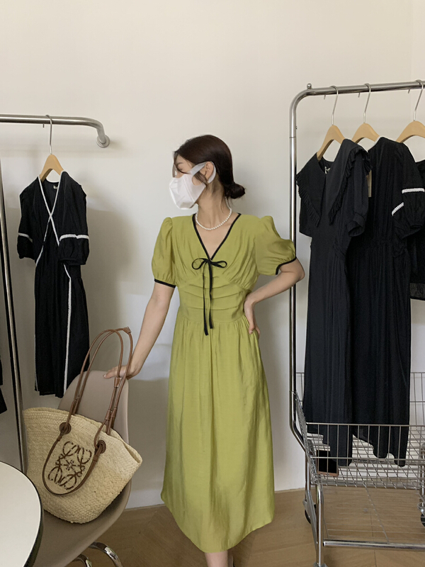 [thirten 13] Korean version waist closing thin dress 1671\xyy