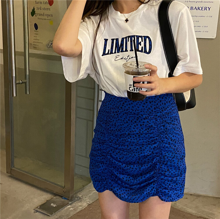 【 fifth 】 leopard print fashion slim skirt (with short sleeves) 1363\lsw