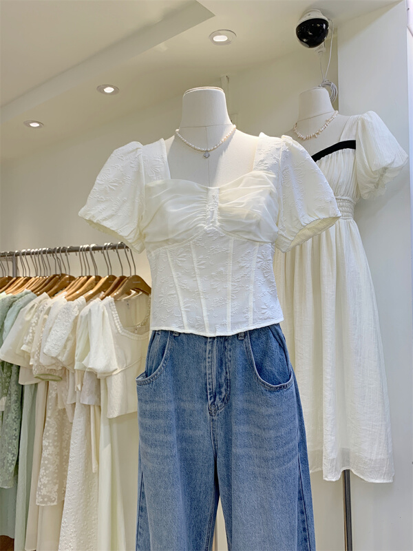 [Lulu grace] sweet aging square collar temperament shirt 6395\zjy