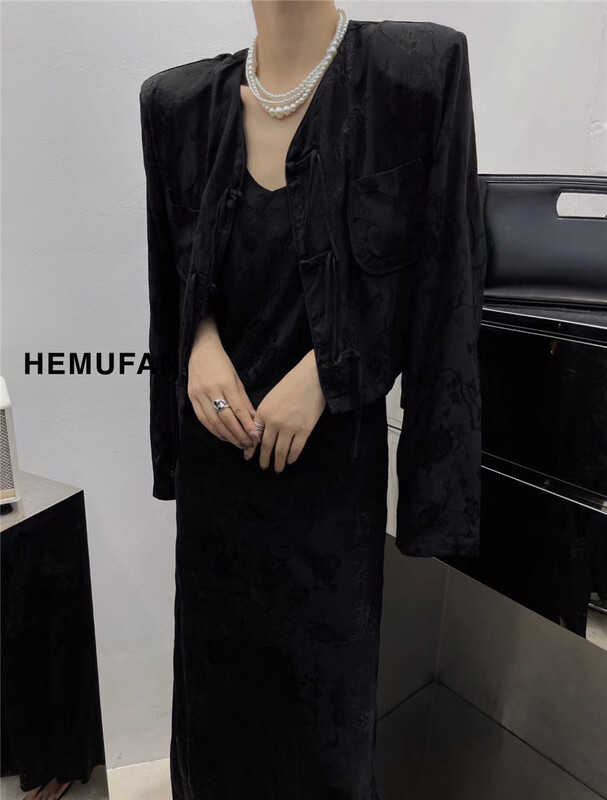 [hemufan hemufan] senior silk jacquard pocket long sleeve shirt 3750\l