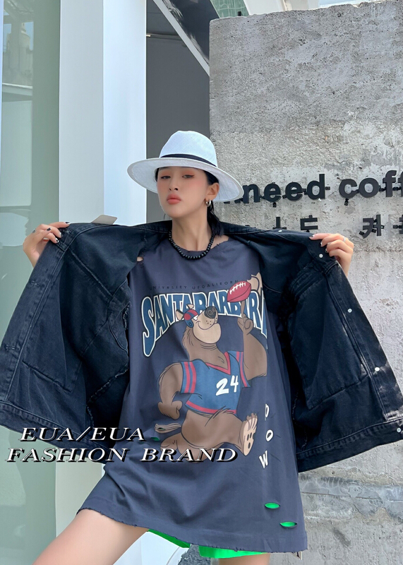 [European and American trend] washing ice silk cotton big brown bear versatile short sleeve T-shirt (T-shirt only) 12292\xyy