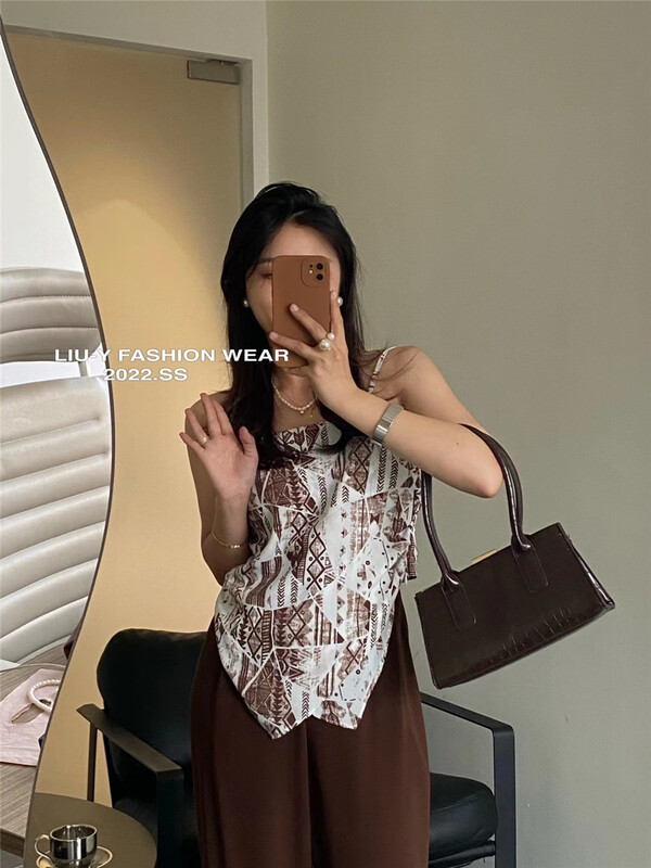 [liu.y] online hot girl geometric printing vest / sling 0653\zjy
