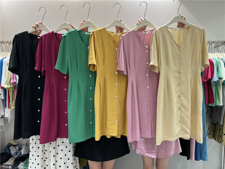 [feeding] Korean V-neck breasted dress 3390-a6\cls