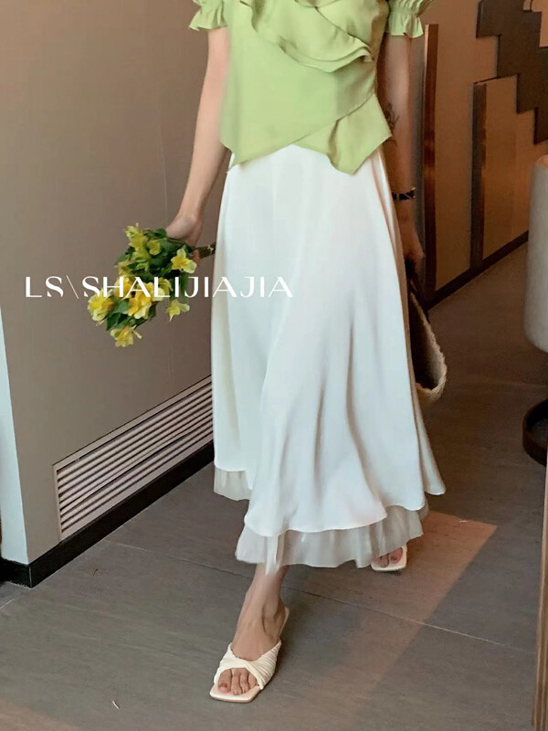 [LS] long clean color skirt in gentle wind 2676\jhy
