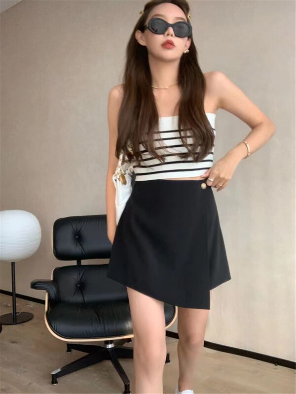 [MS studio] fashionable and versatile irregular slim skirt pants 5360\pcz