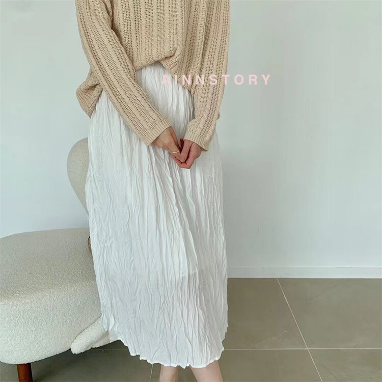 Original price 43.99! New year in early spring! [ainnstory] comfortable and versatile pleated loose skirt 606\hbx