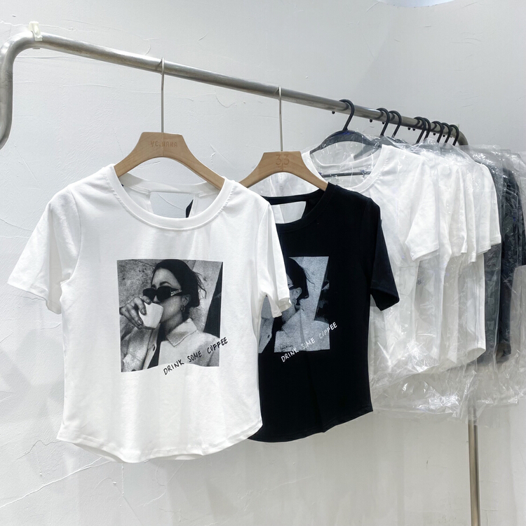[ycnana] Korean pattern hollow out design Short Short Sleeve T-shirt 98179\lsw