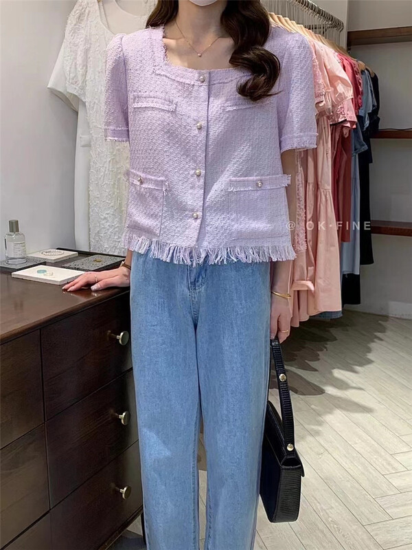 [OK fine] square neckline small fragrance hairline shirt 8018\zjy