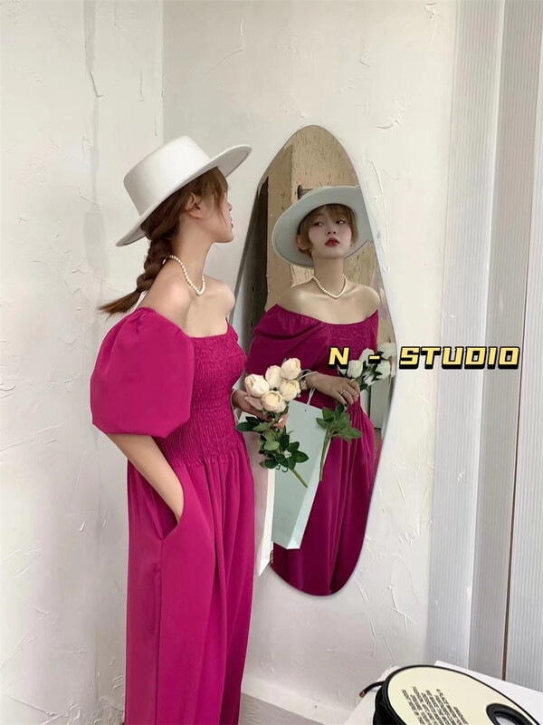 【N】 Bubble sleeves stretch to show thin and versatile Jumpsuit 0982\wtt