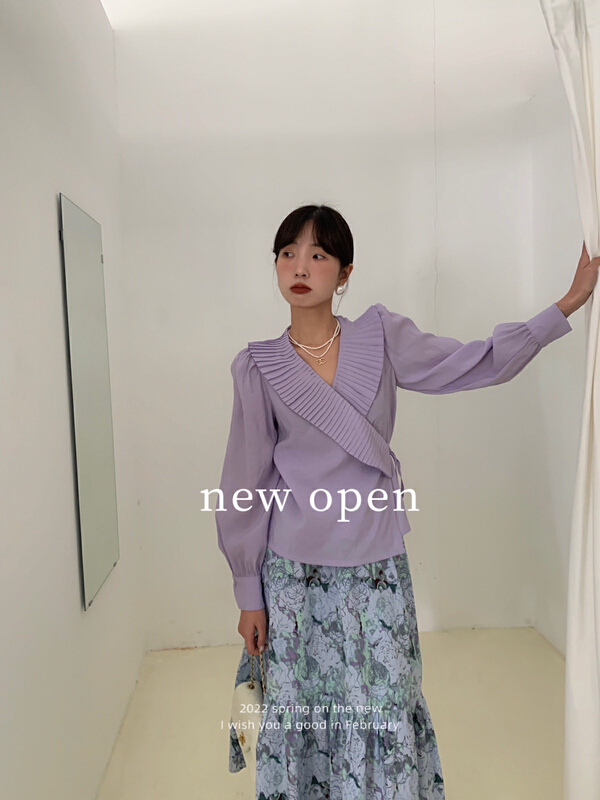 New year in early spring! [new open] Ruffle design pleated shirt gy22286\zxl