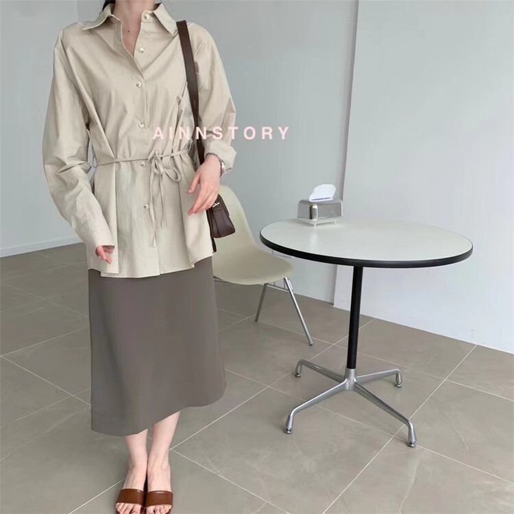 New year in early spring! [ainnstory] high waist A-line slim and versatile skirt a318\hbx