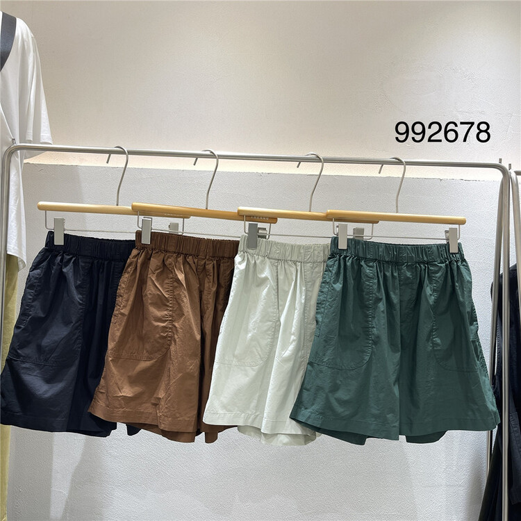 [twenty printed wood] elastic high waist comfortable casual shorts 992678\l