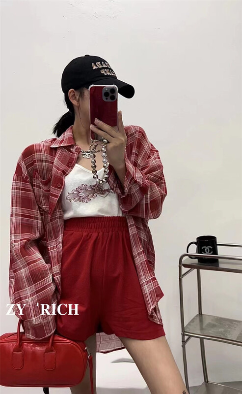 [ZY] Korean sleeveless vest + Long Sleeve Check Shirt Set ys2-503\wtt