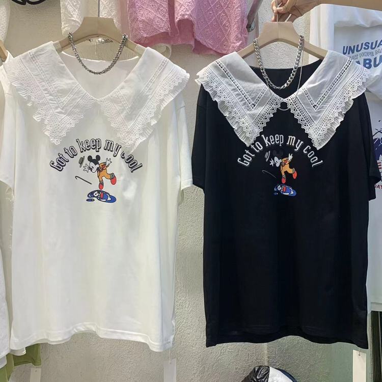 【8】 Patchwork fashion print loose short sleeve T-shirt 9962\xyy