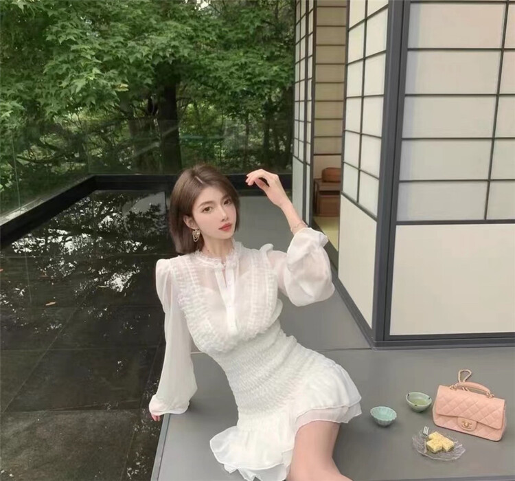 [goblin] Korean spicy girl's ear edge dress 22229\pcz