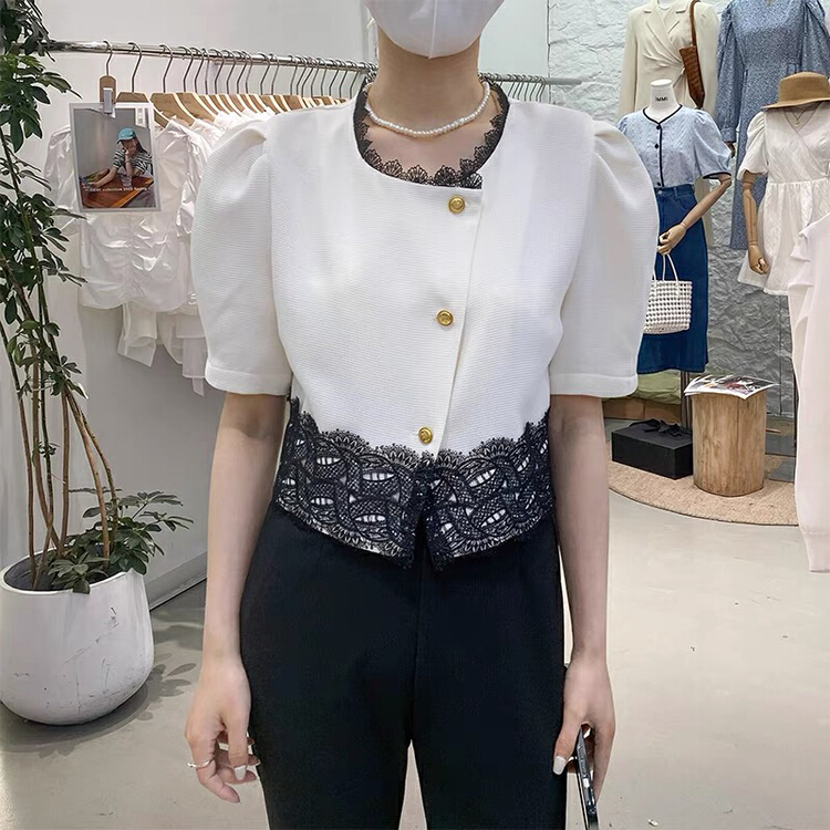 [MI] temperament small fragrance lace stitched blouse (only selling blouses) 9593\pcz