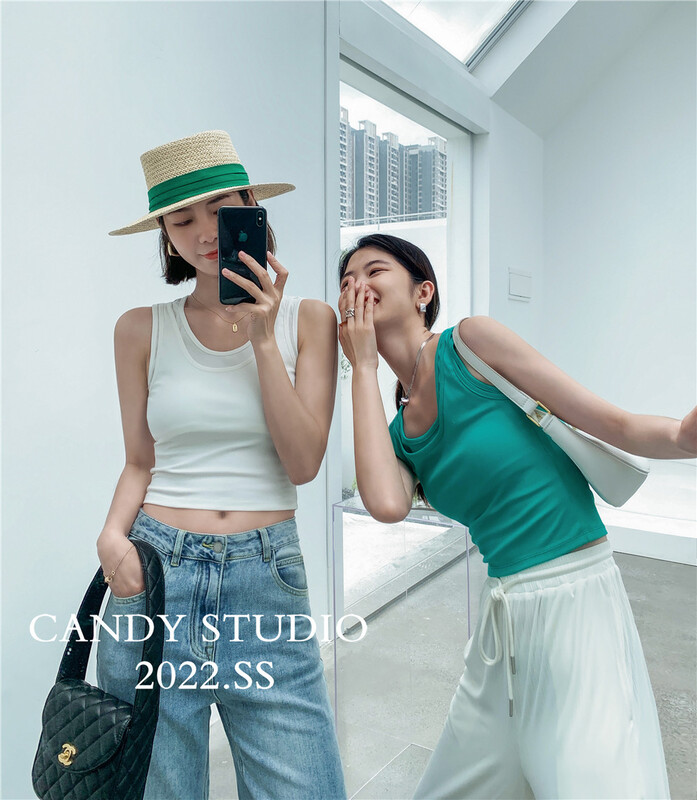 [candy] French temperament clear color vest / suspender ys1-3173\zjy