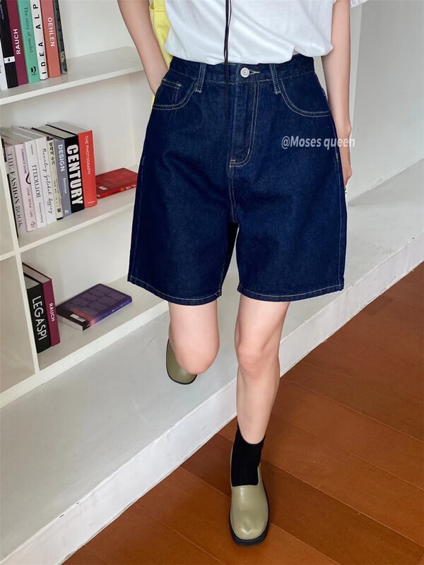 [moss queen] high waist simple and slim denim shorts u56050\xyy