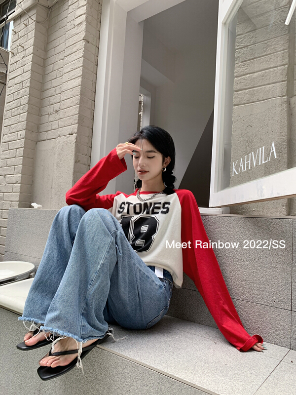 [rainbow] cotton sunscreen T-shirt fabric is comfortable, cool and breathable 28750